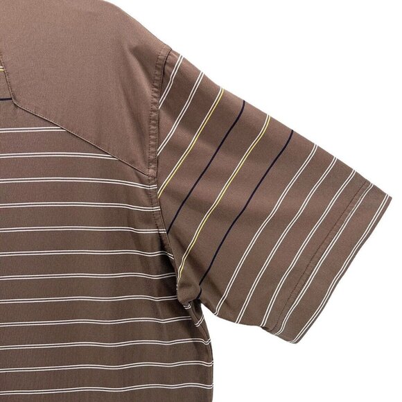 Callaway Mens Golf Polo Size XL Brown Stripe Brookside Country Club Tournament - Picture 6 of 9